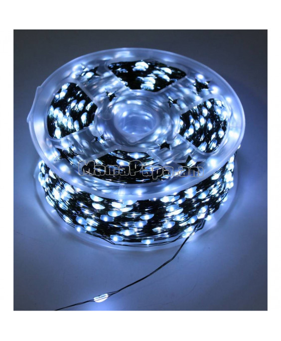 Լույս ամանորյա 100մ 1000 լամպ LED, սպիտակ երանգ, կանաչ մետաղալար, հեռակառավարմամբ