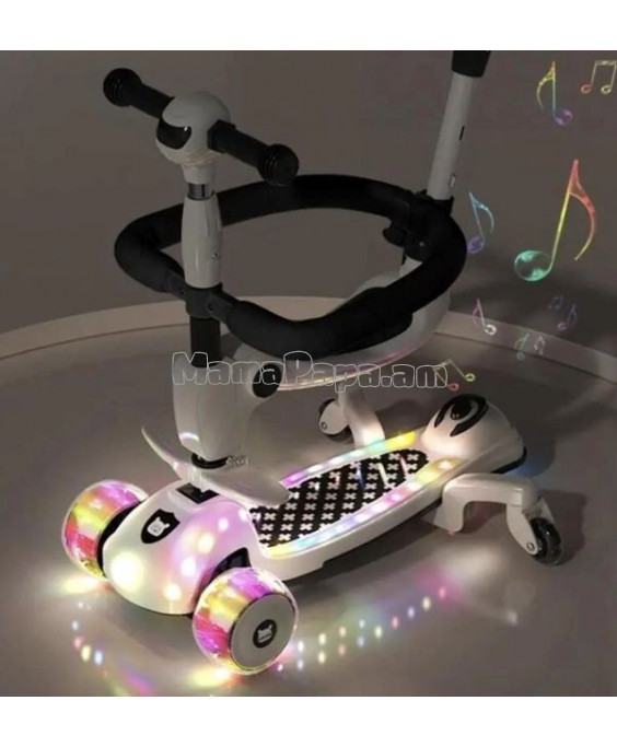 Ինքնագլոր օժանդակ անիվներով, լույերով, բռնակով և նստատեղով