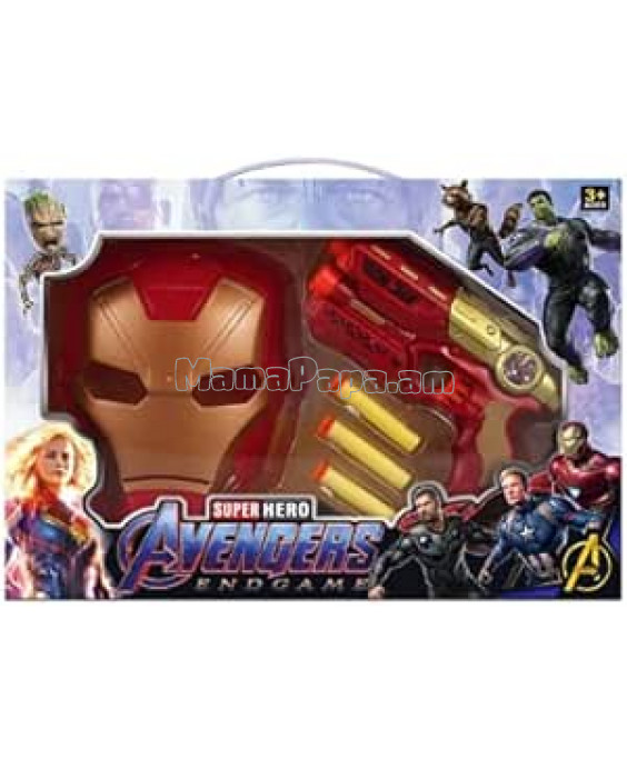  Փափուկ փամփուշտներ կրակող զենք և դիմակ Ironman