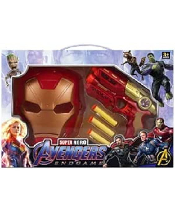  Փափուկ փամփուշտներ կրակող զենք և դիմակ Ironman
